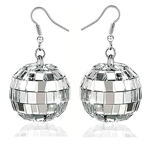 Disco Ball Earrings 24mm 70’S Disco Punk Earrings for Women Jewelry