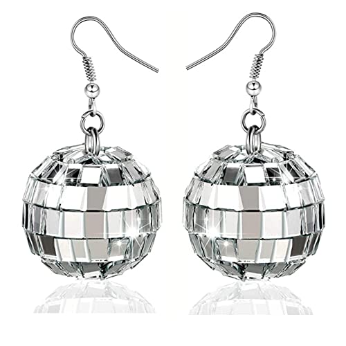 Disco Ball Earrings 24mm 70’S Disco Punk Earrings for Women Jewelry