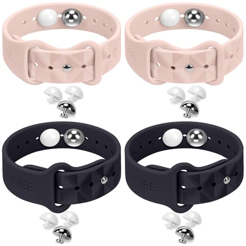 Image of Motion Sickness Bracelets for Travel: Acupressure Anti Nausea Wristband for Morning Sickness - Sea Sickness Wristbands for Car Boat Air - Nausea Bands for Motion Sickness 2 Pair Black Pink