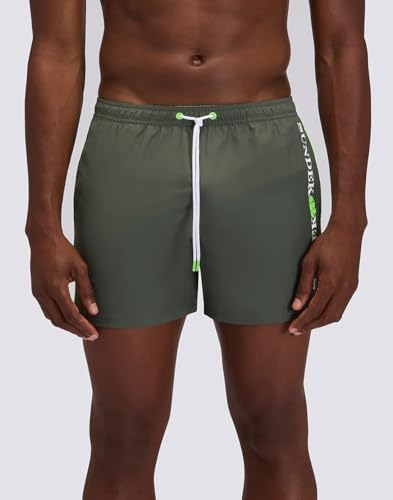 Short Swimshorts With Elasticated Waist And Contrasting Piping In Repreve® Recycled Polyester Green M - 2