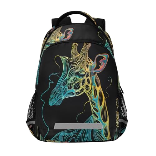 Sac à dos girafe coloré pour enfants, sac à livres et d'école mixte