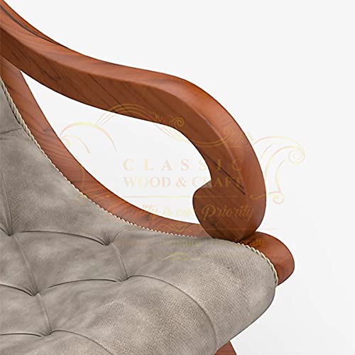 Image of Classic Wood and Craft Wooden Rocking Chair with Sheesham Wood, Rolling and Easy Seating (Model-OWB-23)