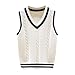 suéter Azul Marino para niño,Boys Sweater Vest Unisex Cable Knit 100% Cotton Toddler Uniform Vests for Little Big Childrens Kids Teenage Girls(White, 9-10 Years)