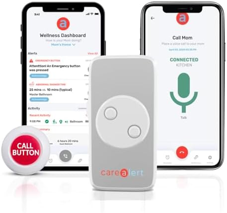 Life Alert Systems for Seniors, No Monthly Fee – 24/7 Senior Wellbeing Supervising Via Smartphone APP – AI Elderly Monitoring Device – Live Chat/Remote Medication Reminder at Home.