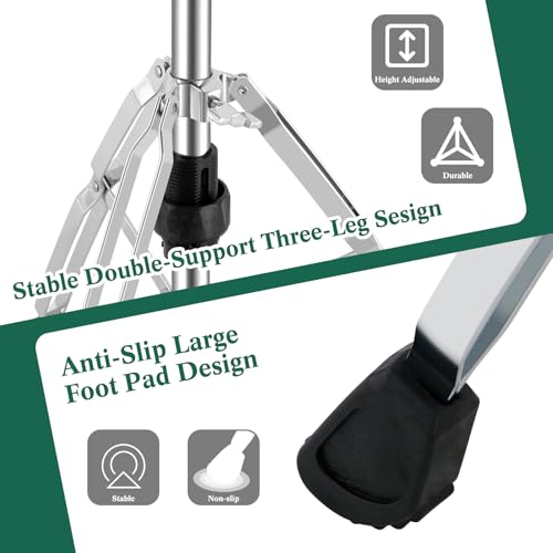 RANMING Hi-Hat Stand for Cymbals Heavy-Duty 28mm Construction Professional Foldable Hi-Hat Stand Double Braced 3-Leg Design Height Adjustable Long Footboard Pedal for Drummer and Beginner - Thumbnail 5