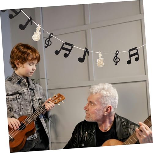 Guirnalda de notas musicales en fieltro y plástico para decoración de cumpleaños 6