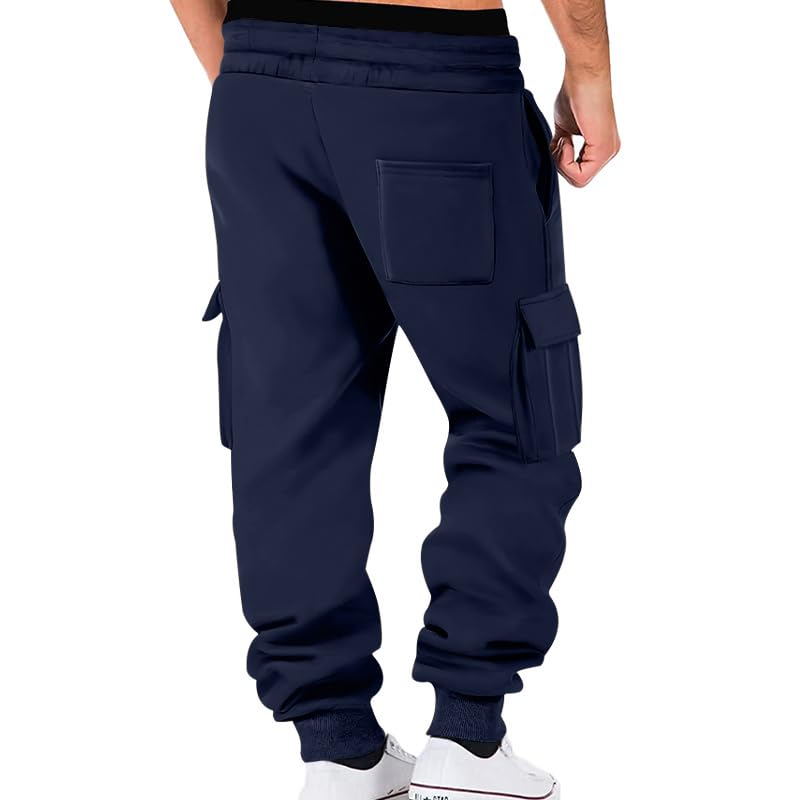 Casual Cargo Pants for Men Hiking Drawstring Tactical Trousers with Multi Pockets Workout Joggers Stretch Sweatpants2