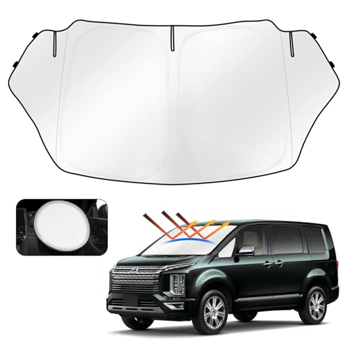 CARTIST 三菱 デリカ D5 サンシェード Delica D5 サンセット CV1W~CV5W型 2019年~現行 サンライン サンフィア フロントサンシェード 遮光 シェード 日よけ UVカット 車中泊 カスタムパーツ アクセサリー 内装パーツ カー用品 取付簡単 ハンドルカバー収納袋