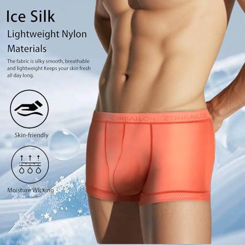 JINSHI Ice Silk Mens Sexy Underwear For Play Straight Men Semi See Through Sheer Breathable Boxers Briefs Ultra Thin3