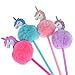Abhay 4 Pack Unicorns Pom Pom Pen Novelty Pen Colorful Fluffy Ball Pen for Unicorns Party Supplies