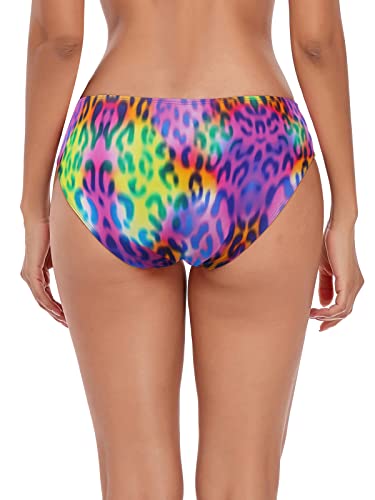 Ocean Blues Women's Purple Leopard Strappy Bikini Bottom Basic Bathing Suit X-Large #TOP4