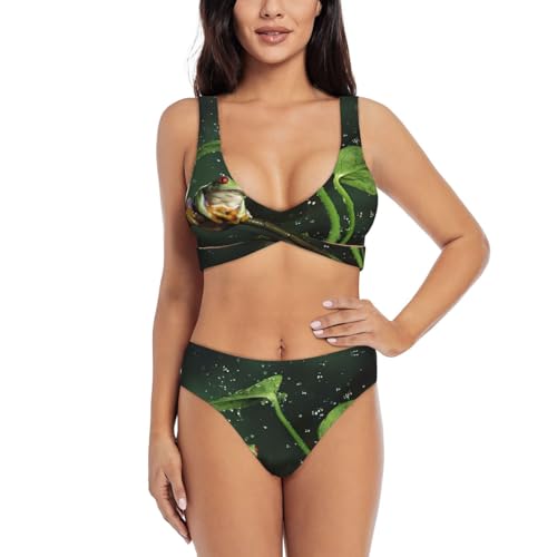 Maillot de bain deux pièces femme triangle grenouille et pluie pour plage et piscine