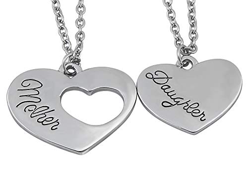 Preisvergleich Produktbild Veuer 2X Herz Hals-Kette Mama & Tocher-Schmuck Familie Liebe Geschenk zu Weihnachten zum Mutter-Tag für die Ehe-Frau