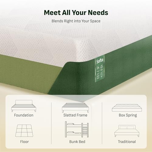 Image of Softa 6 Inch Full Cooling Gel Memory Foam Mattress, Breathable Bamboo Cover, Fiberglass Free, Green Tea Support Foam, Medium Firm Feel for Pressure Relief, CertiPUR-US Certified, Mattress in a Box