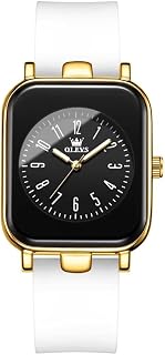 OLEVS Watches for Women Square Simple Modern Fashion Stylish Casual Quartz Woman’s Watch Analog Silicone Waterproof Luminous Wristwatch White/Black Gift
