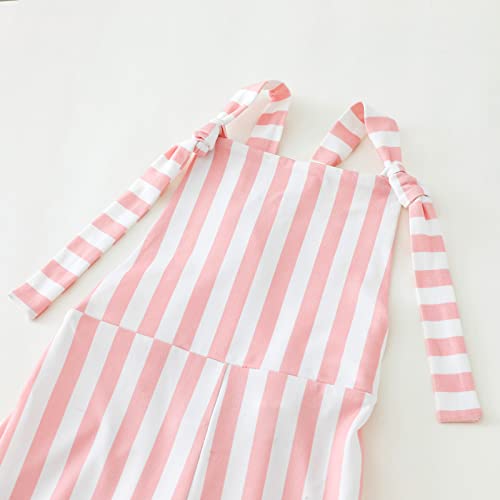 Rosebear Toddler Girl Jumpsuit Romper Sleeveless Strap Flare Pants Pink Stripe Bell Bottom Overalls Cute Little Girl Clothes 4T 5T #TOP2
