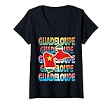 Damen Carte de la Guadeloupe - Belle Idee Cadeau 971 gwada T-Shirt mit V-Ausschnitt
