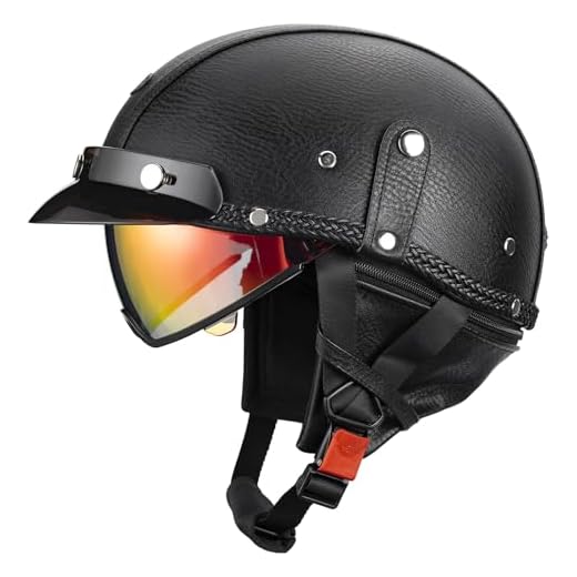 QUICKOOL Half Helmet Motorcycle Men Women Adult Open Face Motorcycle Helmets with Sun Retractable Visor DOT Certified (Black-Colorful Visor,M)