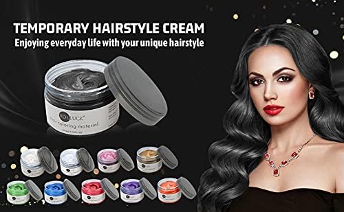 VOLLUCK Black Hair Coloring Wax Temporary Hair Clay Pomades 4.23 oz,Natural Hair Dye Material Disposable Hair Styling Clay Ash for Cosplay,Halloween,Party