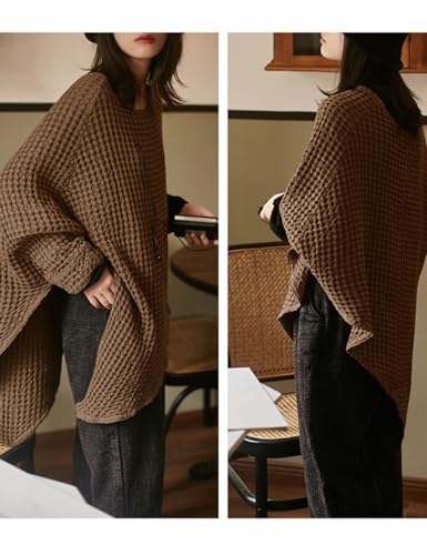 Ystylee Capes for Womens Casual Linen Shawl Pullover Cape Fall Winter Asymmetric Poncho Capelets Cover Up3