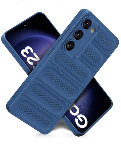 Image of WOW IMAGINE Ultimate Silicone Back Cover Case for Samsung Galaxy S23 5G | Heat Dissipation Thin Soft TPU | 360 Camera Protection | Breathable Cooling Holes - Deep Blue