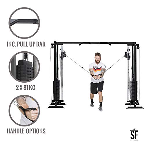 SUPRFIT - Kabelzug Fitness Kraftstation für zuhause inkl. Steckgewichte bis 81kg Zuglast pro Seite - Robuste… – Bild 3