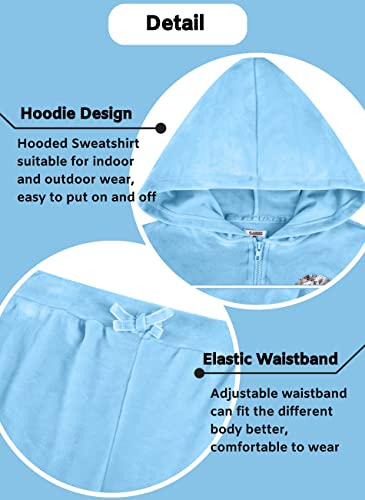 V.&Grin Girls Tracksuit 2 Piece Outfit Velour Zip Up Hooded Sweatshirt And Athletic Sweatpants Clothes Kids Jogger Set #TOP4