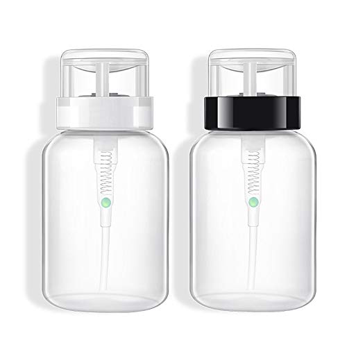Leere Kunststoff-Spenderflasche, 2 Stück, 200 ml, zum Pumpen, leerer Kunststoff, BPA-frei, Nagellackentferner und Flaschenreiniger Cover