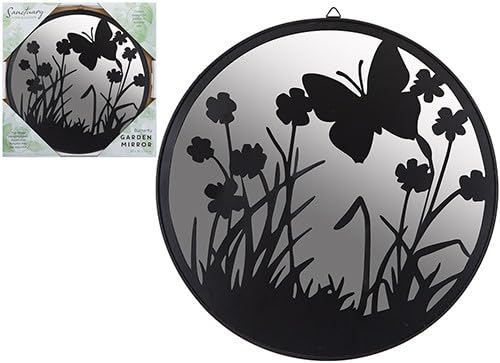 Specchio Da Giardino A Farfalla PMS Sanctuary – Decorazione Rotonda 30 Cm Per Esterni, Metallo E PVC - 2
