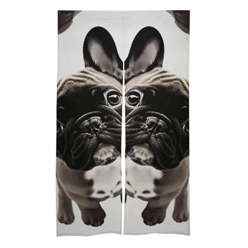 Rideau de porte bouledogue français blanc 43x142 cm isolant