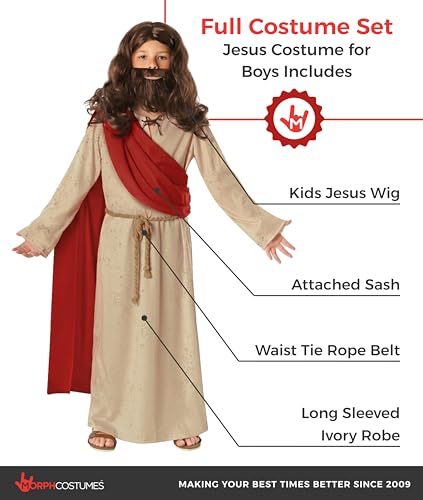 Disfraz de Jesús para niños con peluca y barba miniatura 2