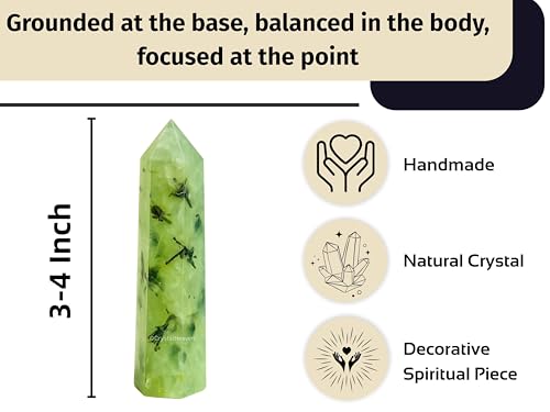 Image of Crystal Heaven Prehnite Crystal Tower Obelisk Point For Chakra, Healing And Balancing - Aaa Grade Original Certified Gemstone Agate For Reiki Meditation Yoga Spiritual (3-4 Inches)