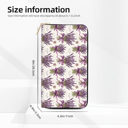 Purple Lavender Print Wallet Women, Leather Bifold Multi Card Wallet, Long Purse Women's Wallets2