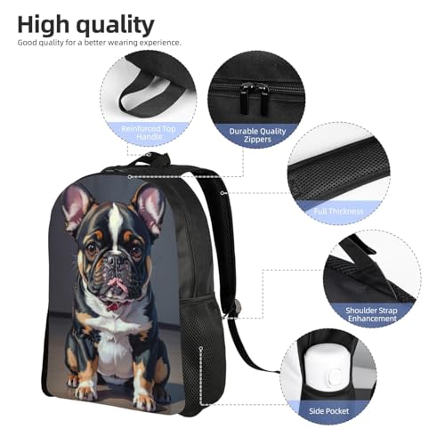 Durable Unisex 16 Backpack Dog Portrait Bulldog Water Resistant for Work Travel & Outdoor Adventures 16 Inch Devices4