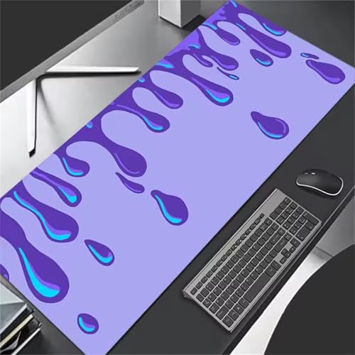 Tapis de Souris Gamer XXL Eau Violette, grand tapis de bureau antidérapant pour maison