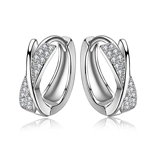 Creolen Silber 925, Ohrringe Silber 925 mit Zirkonia für Damen Mädchen, Klein Creolen Silber Huggie Schlafen Knorpel Ohrringe 10mm
