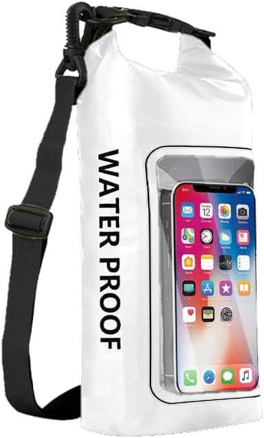 2L PVC Dry Bag, Lightweight Small Floating Dry Bag with Adjustable Shoulder Strap for Kayaking, Rafting, Paddle Board, Swimming, Black (Fruit Pink)