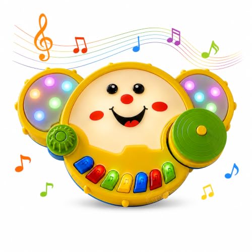 Image of GRAPHENE 2 in 1 Musical Drum Piano Educational Toy for Kids (1-3Year Old) Baby Toddlers Keyboard Flashing Lights Musical Drum Sound Songs Multicolor Instrument Fun Learning Toy Boys Girls