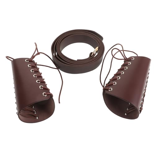 Totority 1 Set Medieval Waist Renaissance Wristband Mens Cosplay Accessory Comfortable Wrist Guard and Belt Kit