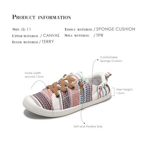Image of FUNKYMONKEY Slip-On Canvas Sneakers for Women, Comfortable Lightweight Lace-Up Flat Casual Tennis Shoes Breathable Walking Shoes for Everyday Wear