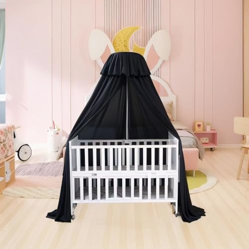 Image of Blackout Crib Canopy Black Crib Tent to Keep Baby in Crib Cover Canopy Bed Curtains for Indoor and Outdoor (Sticker Holder not Included)