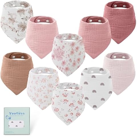 Yoofoss 10-Pack Muslin Baby Bibs Cover
