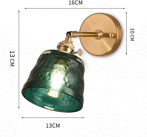 Luces de pared de latón con pantalla de cristal verde para pasillo 4