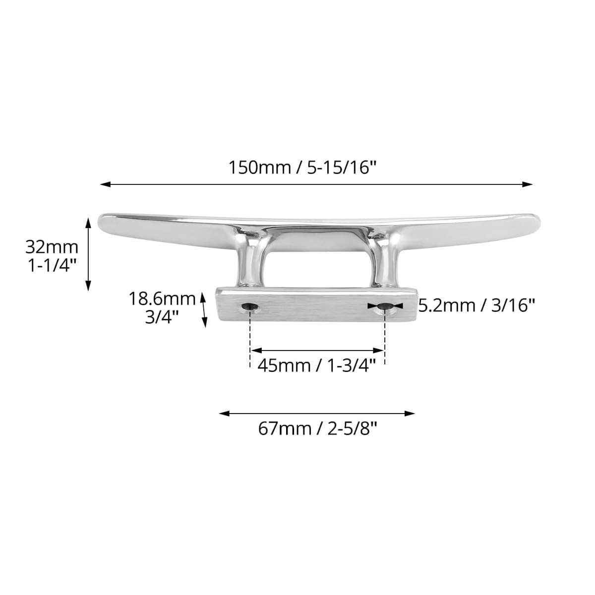 Alide Bitta Da 150 Mm in Acciaio Inossidabile 316, Piatta Con 2 Fori, Estremamente Resistente Alla Ruggine, All'acqua Salata E Ai Raggi UV, Morsetto Di Ormeggio Per Corda, Corde