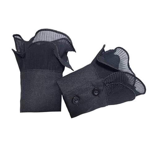 Image of Chiffon Wrist Cuffs for Women Ladies Teens, Detachable Hand Sleeves for Sweater Blouse Coat Jacket Dress