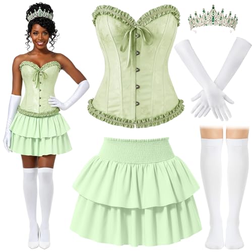JaGely 5 Pcs Princess Fairy Costume for Women Halloween Corset To...