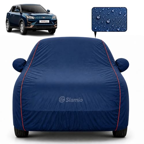 Image of Premium 100% Waterproof Car Cover for Mahindra XUV 400 2023-2026 Models All-Weather, UV & Dust Protection | Heavy-Duty 3-Layer Fabric | Custom Fit with Mirror & Antenna Pockets | Navy Blue