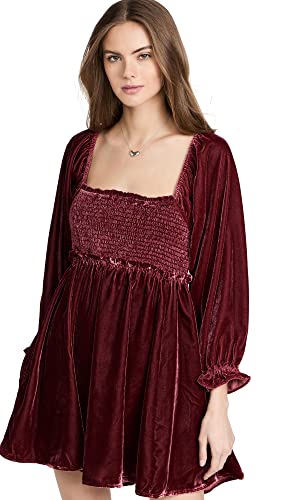 Free People Women's Daphne Velvet Sleeve Mini Dress, Roan Rouge, Red, M #TOP19