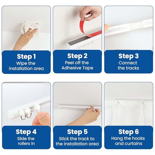 UrbanRed Self Adhesive Curtain Track (2 Meter, 6.5 ft) for Smooth Ceiling or Wall - No Drill, Screws, Ceiling Curtain Track, Curtains Rod, Ceiling Mount, Adhesive Curtains Rod (Non-Flexible) by UrbanRed - Image 3