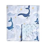Super Soft Minky Blanket - Blue Whale Blanket with Dotted Backing for Newborns to Toddlers (30 x 40 Inch) - Whale